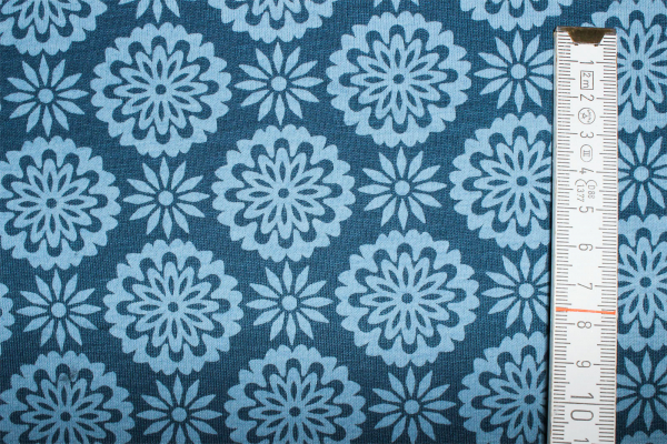 Jersey Blumenkreise graublau (10 cm)